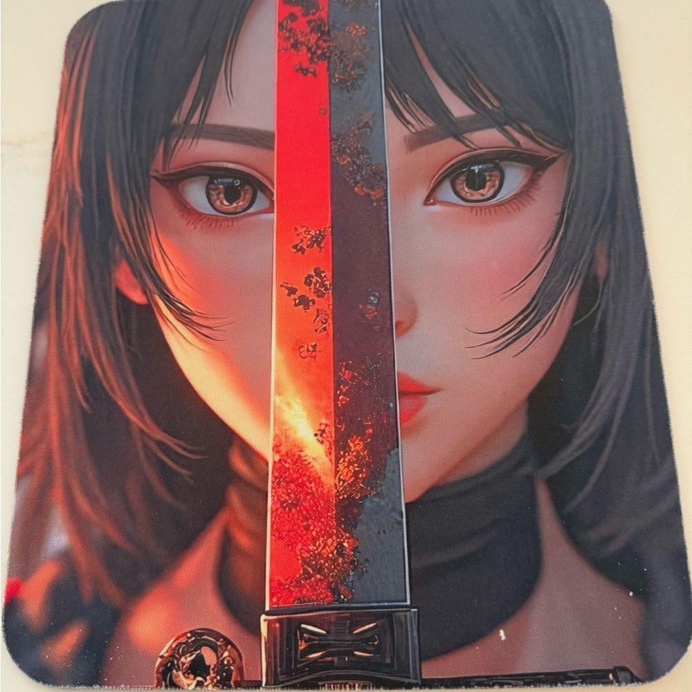 Anime girl with Sword character Mouse Pad